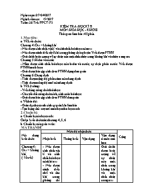 Giáo án Hóa học Lớp 8 - Tiết 72 Kiểm tra học kỳ 2 - Năm học 2016-2017